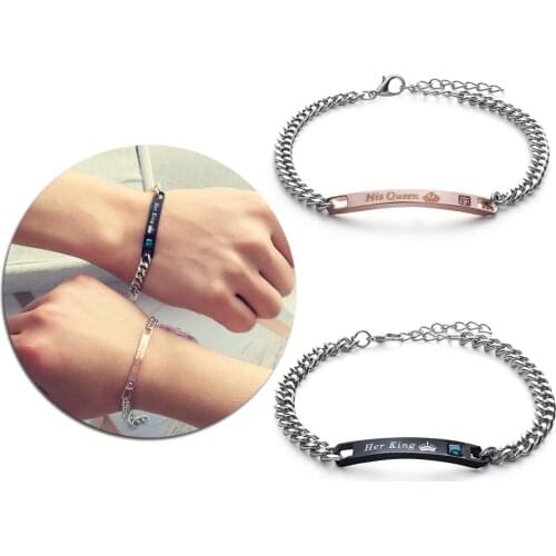 Love Bangle Her King His Queen Steel Stainless Couple Bracelets Romantic Fashion Accessories Wedding Jewelry