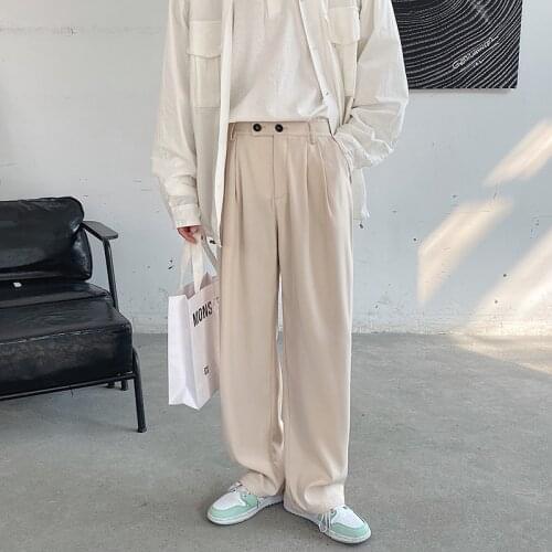 Spring Summer Wide-leg Pants Mens Fashion Casual Pants Men Trousers Korean Loose Straight-leg Suit Pants Mens Dress Pants S-XL