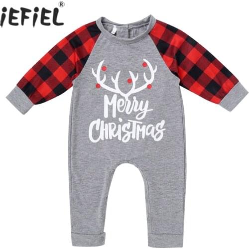 Baby Clothes For Newborns Christmas Plaid Romper Baby Boys and Girls Spring Autumn Long Sleeve Toddler Jumpsuit New Year Costume