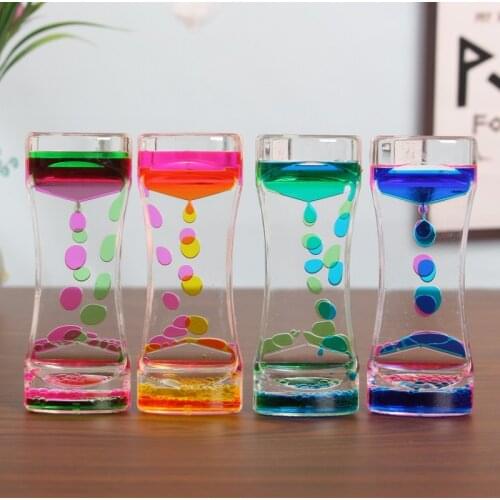 Two-color liquid acrylic oil leakage hourglass timer decompression stunned crafts creative gifts