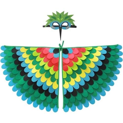 2021 Children Halloween Felt Wings Carnival Dress Up Wings Creative Kids Boy And Girl Wing Beak Mask Kit Cosplay Tools Wholesale