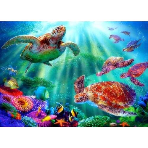 DIY 5D Diamond Painting Full Diamond Embroidery Square/Round Sea turtles pictures of Rhinestones Mosaic Kit Home Decor WG1195