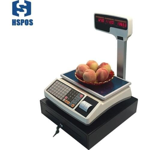 Electronic digital price computing scale with receipt printer and cash drawer high capacity support manage date with pc program