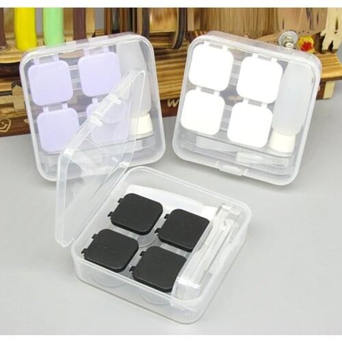 Candy Color 2pairs Contact Lens Case with Square Transparent Box Travel Contact Lenses Box for Eyes Care Kit Holder Container