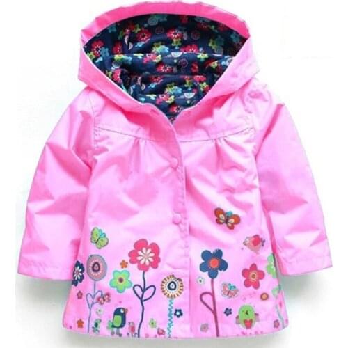 Pink Baby Girls Flower Spring Autumn Jacket Coat Outerwear Kids Windbreaker Toddler Raincoat Children Clothing Bebes Outwear