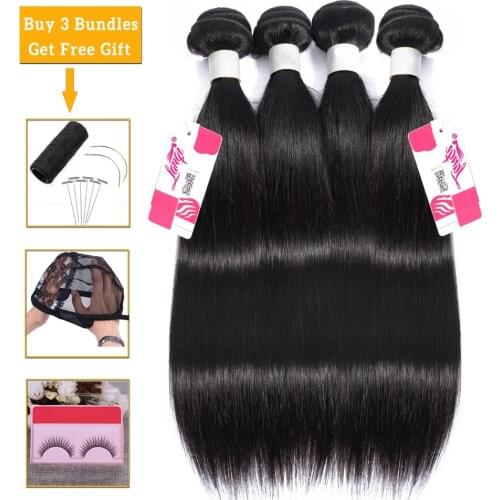 Lanqi wholesale hair bundles straight hair bundles deals human hair weave 3/4 bundles Peruvian Brazilian hair weave bundles