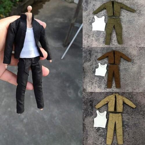 1:12 Scale Jacket Pants Vest Clothes Outfit Fit 6'' Male Action Figure Body Toys