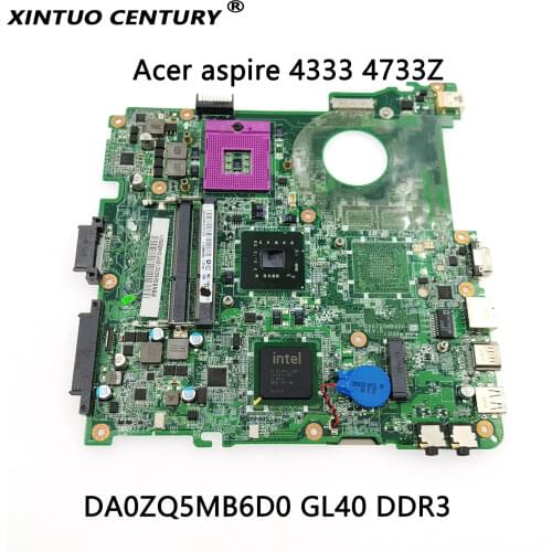 For Acer aspire 4333 emachines 4733Z D528 D728 laptop motherboard DA0ZQ5MB6D0 MBNBG06002 GL40 DDR3 100% test