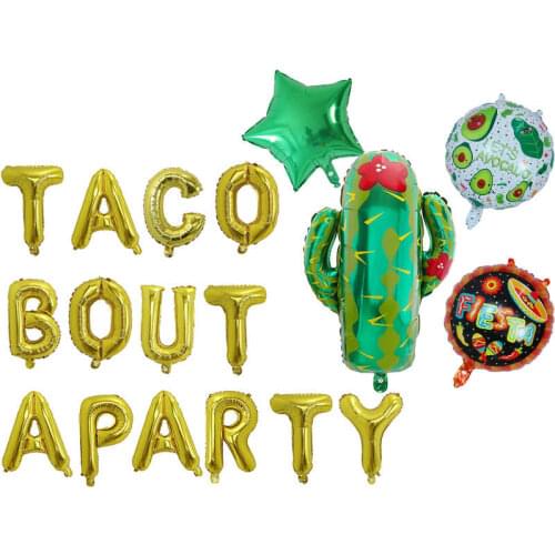 Mexican Fiesta Theme Birthday Party Decorations Kids Foil Cactus Taco Bout a Party Baby Taco Bout Love Balloon Globos Balloon
