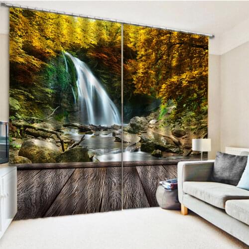 Fashion Customized 3D Curtains Modern Home Decoration Living Room Curtains nature scenery waterfall curtains