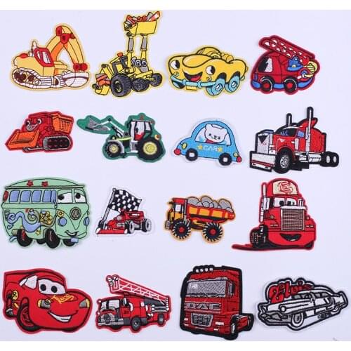 Cartoon Cute Car Badges Embroidered Patches for Clothing Sewing Application Sew on Patch Diy Iron-on Applique Stripes on Clothes