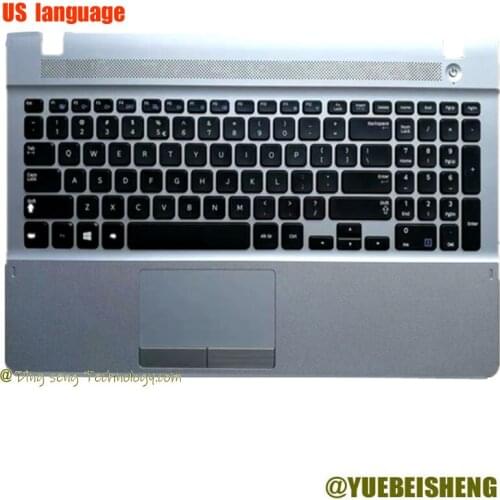 YUEBEISEHNG New/Org for Samsung NP270E5J 270E5G 270E5U 270E5R 270E5K palmrest US keyboard upper cover Touchpad,Silver
