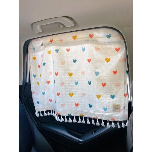 2021 June new Embroidered car sunshade Telescopic childrens magnetic suction cup window Sunscreen curtains