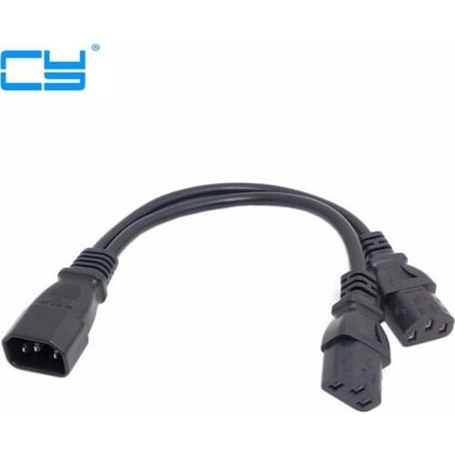 Single C14 to Dual C13 5-13R Short Power Y Type Splitter Adapter adaptor Cable Cord