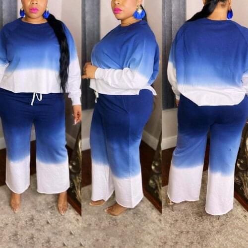 Autumn New 2 Pieces Pants Sets Gradient Loose Fashion Tops & Trousers Causal High Street Clothes Outfits Matching Sets Wholesale