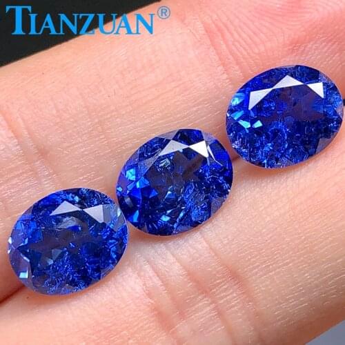 33# oval shape natua l cut lab created sapphire stone with inculsions vs si clarity loose stone