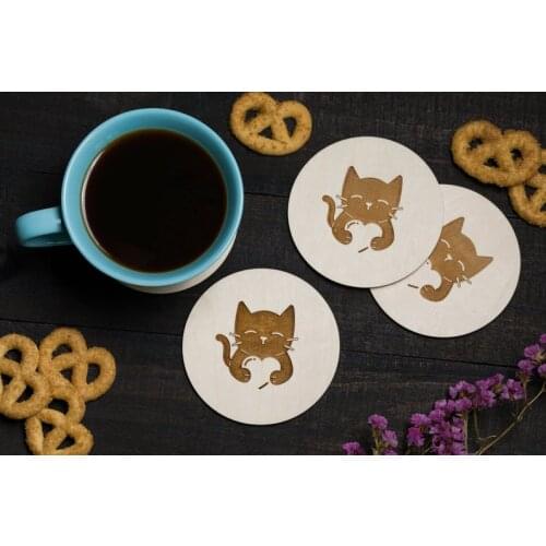 Gift for Cat lover, Cat Christmas gift, Best friend gift, Cat Coasters, Cute cat coaster set, Wood coasters, Cat decor, Cat Love
