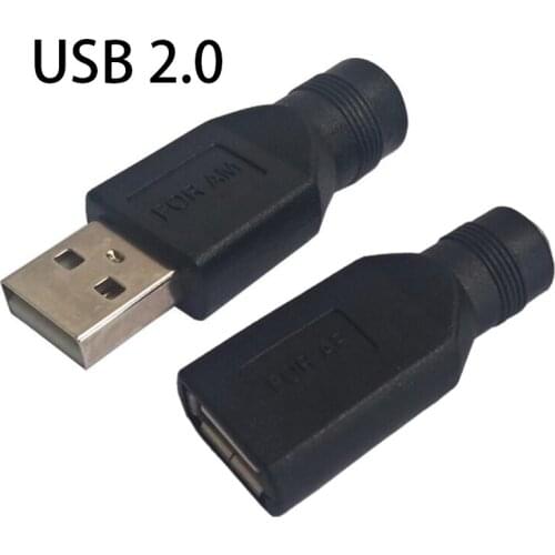 DIY Connector 5.5*2.1mm DC Female Power Jack To USB 2.0 Type A Male Plug Female Jack Socket 5V DC Power Plugs Adapter Laptop