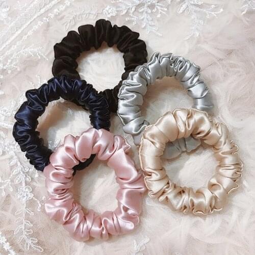 5pc/set 100% Pure Silk Hair Scrunchie Women Small Hair Bands Cute Scrunchie HairAccessories