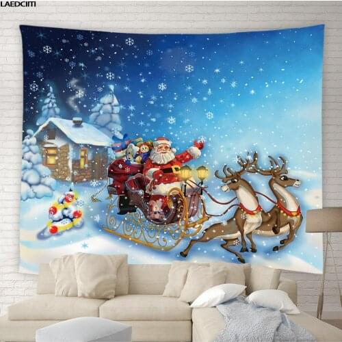 Christmas Tapestry Santa Claus Elk Background Wall Hanging Holiday Decor Household Items Big Tablecloth Bedspread Sheet Cloth