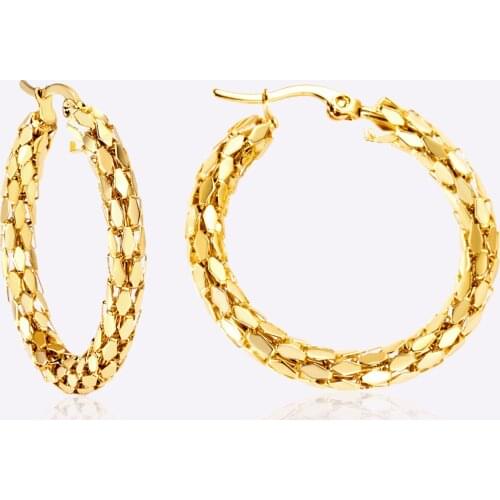 Thick Hoop Earrings Jewelry 316L Round Stainless Steel Hypoallergenic Fashion Gold Color Earring for Women/Girls Jewellery