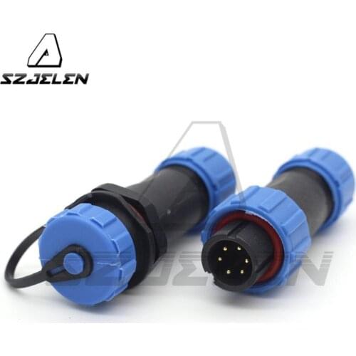 SP13 6 pin waterproof Dust-proof connector, plastic 6 pin connector plug socket, wire connector, LED connectors