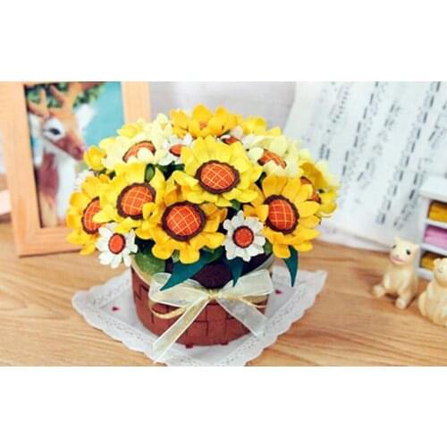 Felt Diy Craft Brilliant Sunflower Flower Bouquet Felt Kit Non-woven Cloth Craft DIY Sewing Set Felt Handwork Material