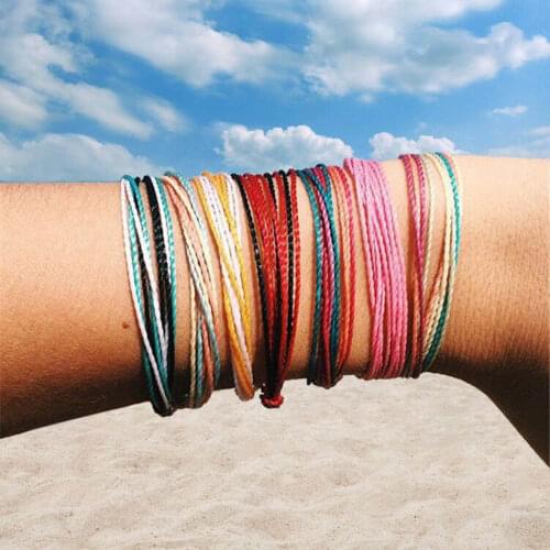 Handmade Multicolor Wax String Woven Friendship Bracelet Adjustable Multilayer Rope Bracelets for Women Bohemian Jewelry