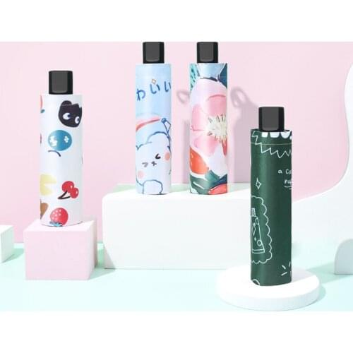 Three-folding Anti-UV Black Coating Umbrella Cartoon Umbrella for Male and Female princess Parasol Gift