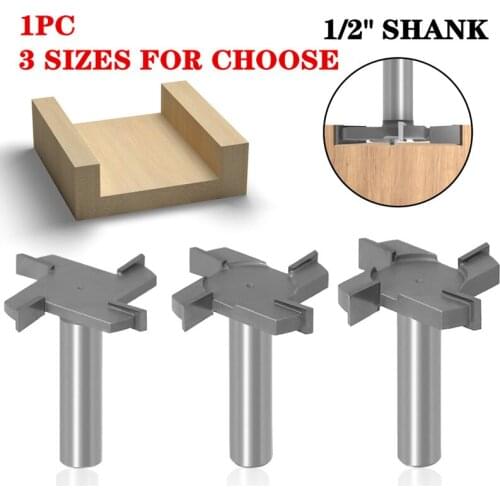 3pcs 1/2 Inch Shank Z4 T Type Slotting Cutter Woodworking Tool Router Bits For Wood Woodworking Milling Cutter
