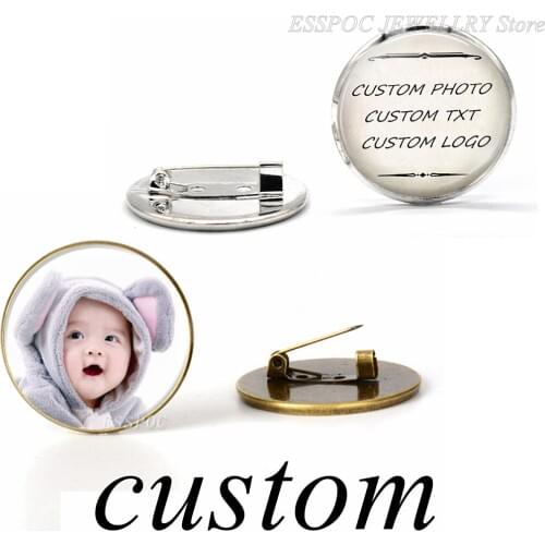 1 PCS Personality Fashion Brooches Glass DIY Brooch Pin Your Friends Baby Mom Lover Custom Photo Birthday Gift for Family