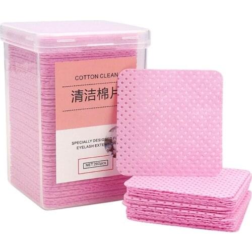 200Pcs Cleaning Cotton Pads Lint Free Non-woven Cleanser Makeup Tool Eyelash Extension Glue & Nail Polish Remover Wipes