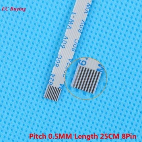 5Pcs FFC 250mm 8Pin Flexible Flat Cable 8 Pin Ribbon Cable Reverse Direction 0.5mm Pitch 25cm Length Opposite 8Pins For TTL
