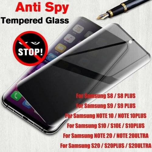 Anti Spy Tempered Glass Full Cover Curved Screen Protector Privacy For Samsung S21 S20 S10 S8 S9 PLUS S10E NOTE 20 10 9 8