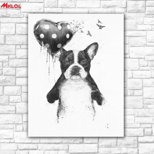 Large Wall Art, dog ,Restaurant study Bedroom Decor Wall oil Painting Print Nice wall picture for living room no frame heartbeat