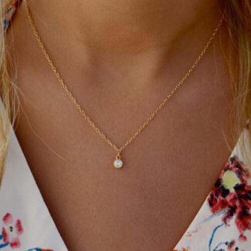 HebeDeer Choker Crystal Jewelry Lady Necklace Chain Women Necklaces Yellow Gold Color Trendy Trendy Girl Pendant Collares