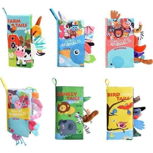 Baby Cloth Book Animal Tails Cloth Book For Newborns 0 12 Months Baby Toys Educational Soft Book Baby Soft Toys Montessori Toys