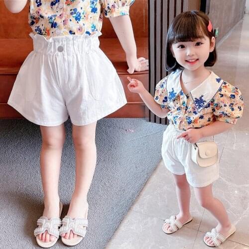 Girls Babys Kids Shorts White Pants 2021 Solid Spring Summer Toddler Beach Trousers Princess Childrens Clothing