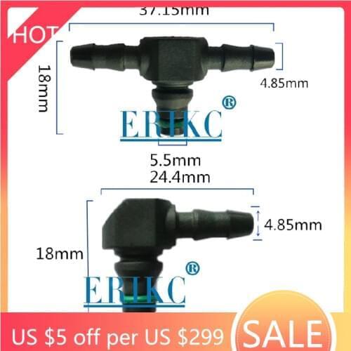 ERIKC Return Oil Backflow T and L Type for Bosch 110 Series Diesel CR Parts Fuel Injector Plastic 3 Two-way Joint Pipe 10pcs/bag