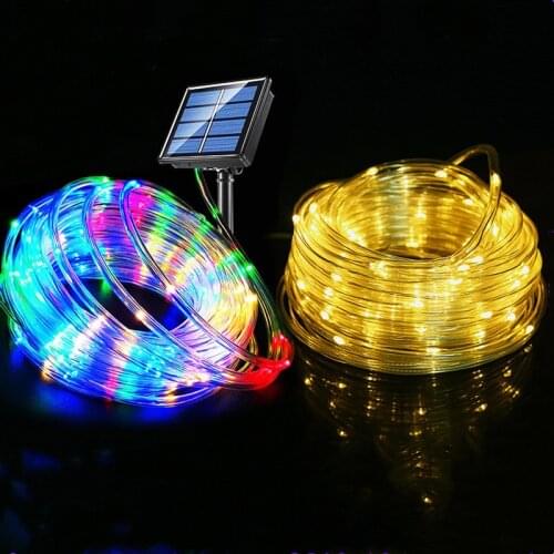 50/100LED Solar Copper Wire Tube String Lights Outdoor Waterproof PVC Christmas Garland Fairy Lights Strip for Garden Decoration