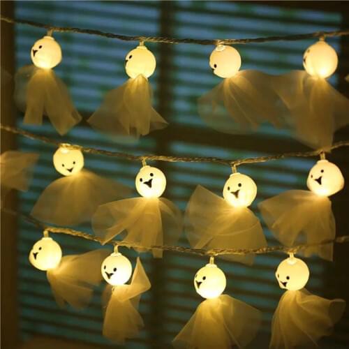 20 40 LED Halloween Ghost Doll Shape String Lights Indoor Fairy Light Twinkle Battery USB Power Holiday Party Garden Decoration