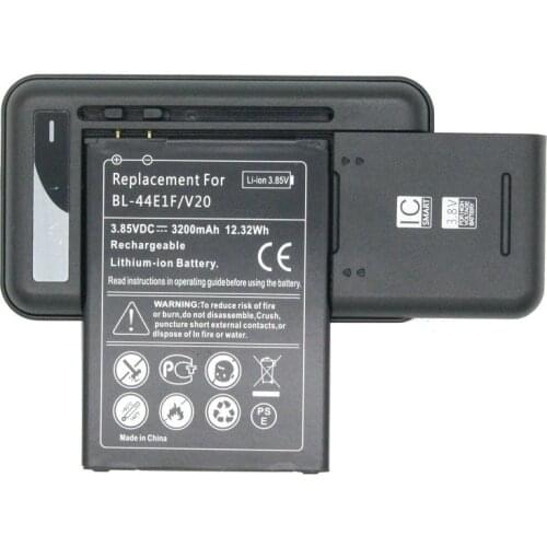 ITopZea 1x 3200mAh / 12.32Wh BL-44E1F / BL44E1F / BL 44E1F Replacement Battery + Universal Wall Charger For LG V20 H990 F800