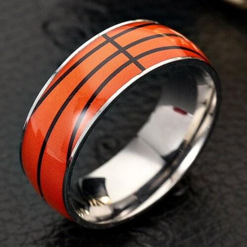 Unisex Baseball Rugby Sports Ring Men Women Wide 8mm Basketball Soccer Design Party Rings For Cool Wedding Band