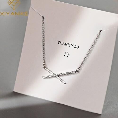 XIYANIKE 925 Sterling Silver Hot Sale Creative Cross Geometric Pendant Necklace Charm Women Party Handmade Jewelry Accessories