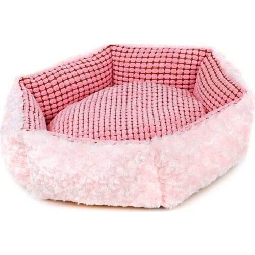 Soft Dog Pink House Bed Pet Cat Dog Nest Round Pet Cat Blanket Sofas Warm Dog Kennel Chihuahua House Beds Pet Products