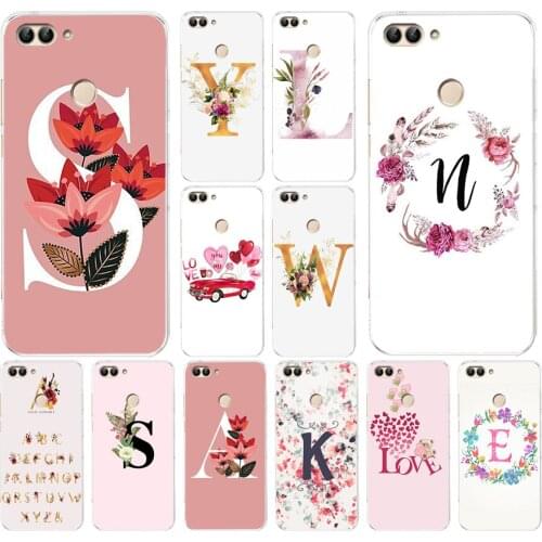 37AS Alphabet Letter Soft Silicone Tpu Cover phone Case for huawei y5 y6 Prime y6 y7 P Smart 2018 2019 Nova 2i 3i 3