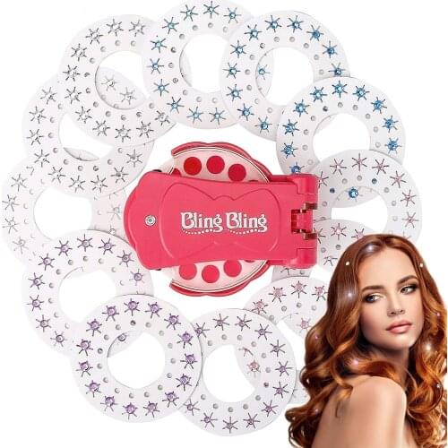 Girls Hair Styling Decoration Kit Bling 180 Gems Drill Stickers Machine Toy DIY Diamond Crystal Paste Stapler Tool Fun Fashion