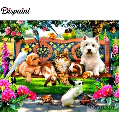 Dispaint Full Square/Round Drill 5D DIY Diamond Painting "Animal dog" Embroidery Cross Stitch 3D Home Decor A10318