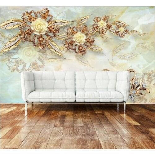 Custom large fresco wallpaper home and rich diamond flower background wallpaper living room decorative papel de parede