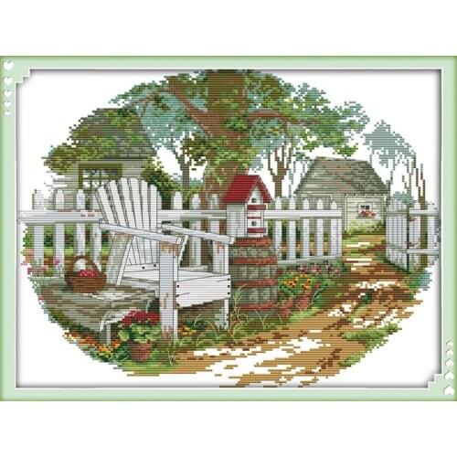 Country Cottage Scenery Cross-Stitching 11CT Printed 14CT Handmade Cross Stitch Set Cross-stitch Kits Embroidery Needlework